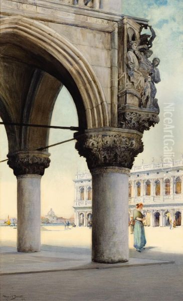 Detail Of Doge's Palace, Venice Oil Painting by Reginald Barratt