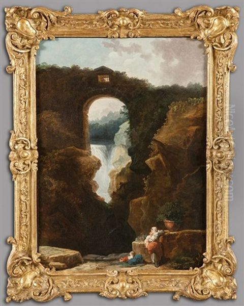 Le Cascate Di Tivoli Oil Painting by Robert Hubert