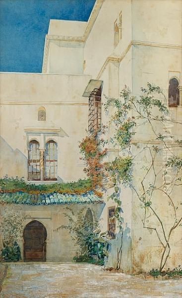 A Courtyard In Algiers Oil Painting by Reginald Barratt