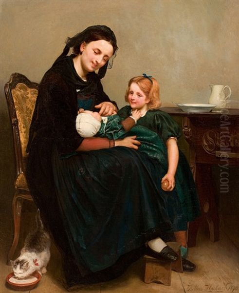 The Mothers Treasure Oil Painting by Julius Huebner the Younger