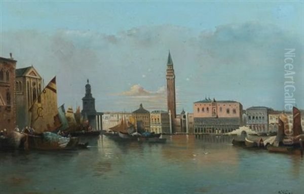 The Doge's Palace, Venice Oil Painting by Anton Huebner