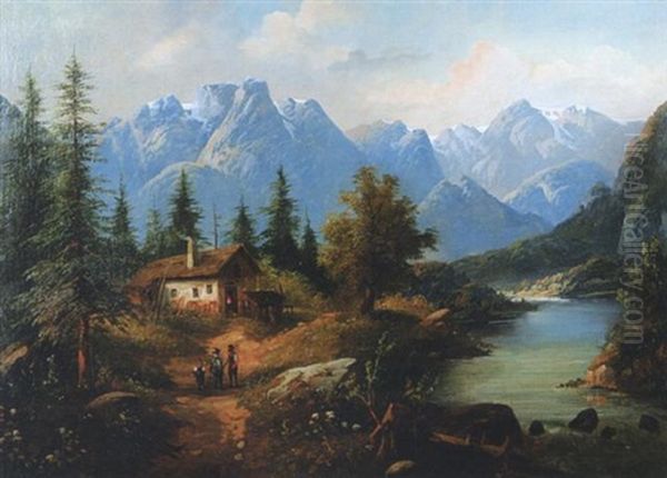 Hochalm Bei Tarvis Mit Blick Auf Karnische Alpen Oil Painting by Anton Huebner