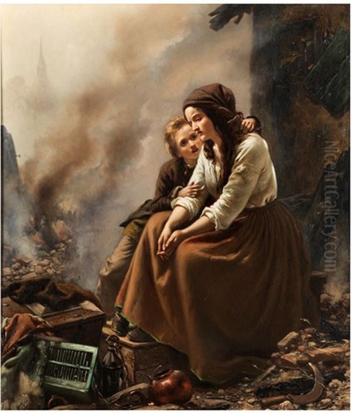 Nach Der Feuersbrunst Oil Painting by Carl Wilhelm Huebner