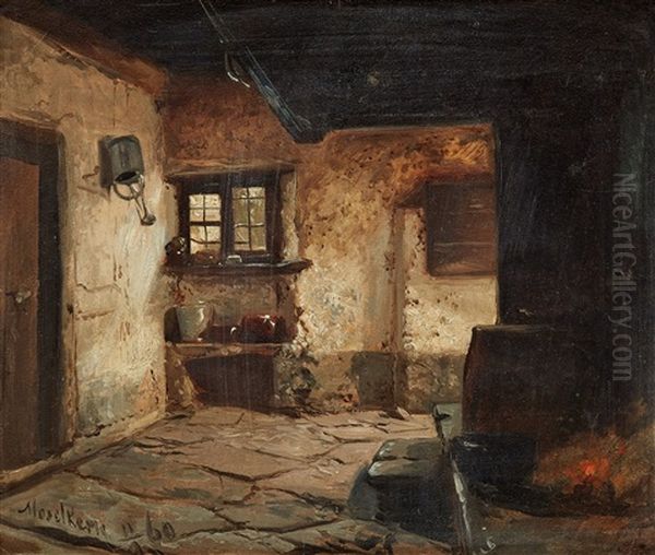 Moselkern Oil Painting by Carl Wilhelm Huebner