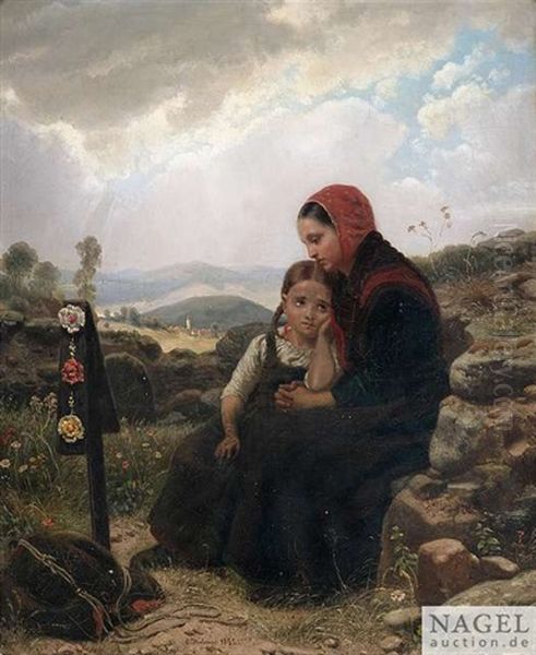 Trauernde Oil Painting by Carl Wilhelm Huebner