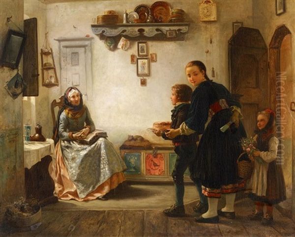 Grosmutters Geburtstag Oil Painting by Carl Wilhelm Huebner