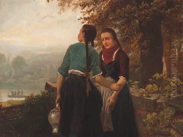 The Farewell Oil Painting by Carl Wilhelm Huebner