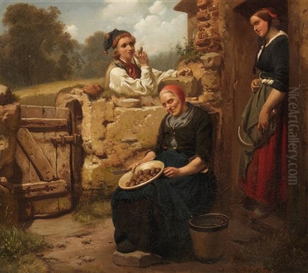 The Quiet Moment Oil Painting by Carl Wilhelm Huebner