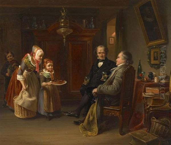 Der Geburtstag Des Herrn Pastor Oil Painting by Carl Wilhelm Huebner