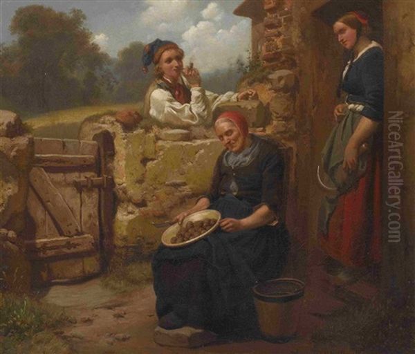 Die Gelegenheit Oil Painting by Carl Wilhelm Huebner