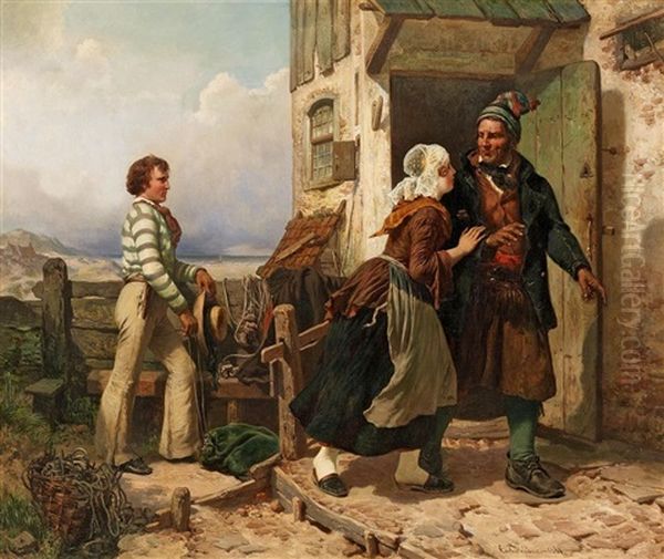 Die Unerwartete Ruckkehr Oil Painting by Carl Wilhelm Huebner