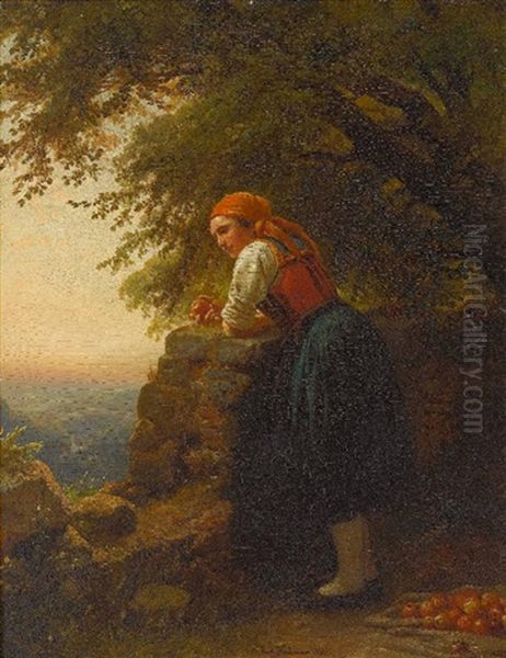 Feierabend Oil Painting by Carl Wilhelm Huebner