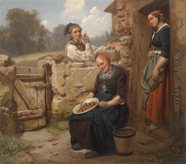 Love's Opportunity Oil Painting by Carl Wilhelm Huebner