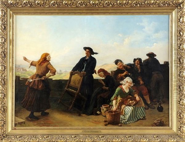 Die Ermahnung Zur Heimkehr Oil Painting by Carl Wilhelm Huebner