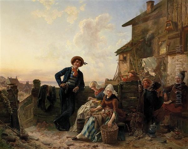 Ruckkehr Des Jungen Seemanns Oil Painting by Carl Wilhelm Huebner