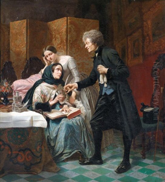 Der Wucherer Oil Painting by Carl Wilhelm Huebner