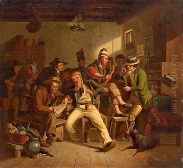 Frohliche Wirtshausszene Oil Painting by Carl Wilhelm Huebner