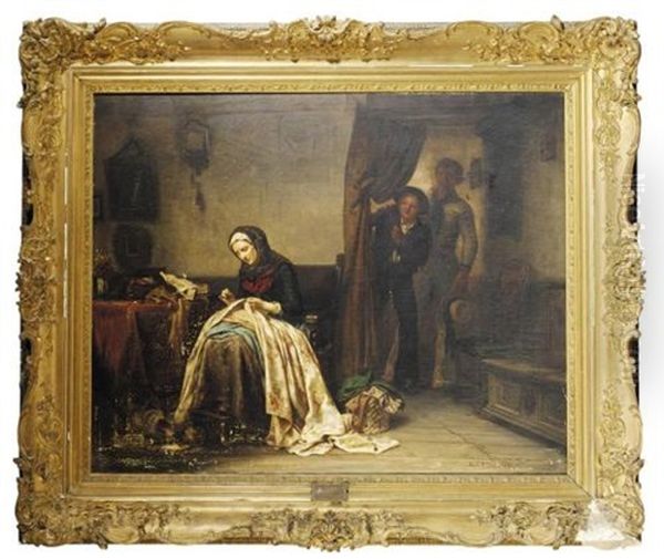 The Unexpected Return Of The Sons (die Unerwartete Ruckkehr Der Sohne) Oil Painting by Carl Wilhelm Huebner