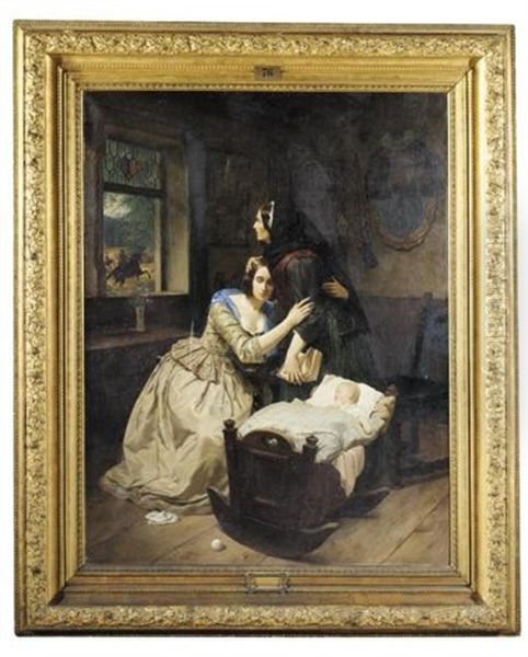 The Deserted Woman (die Verlassene) Oil Painting by Carl Wilhelm Huebner