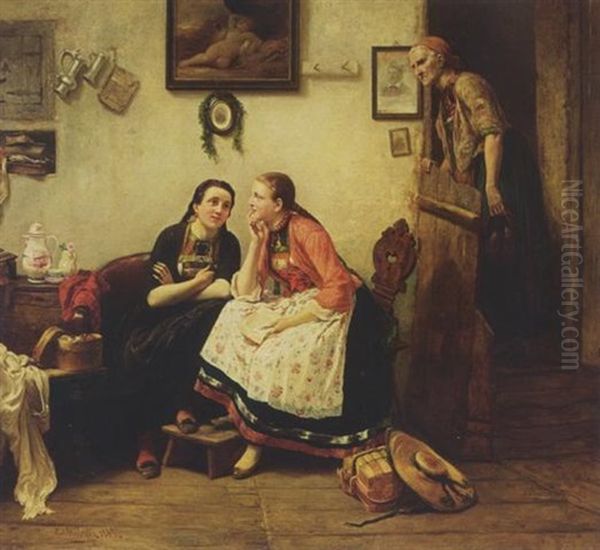 The Love Letter Oil Painting by Carl Wilhelm Huebner