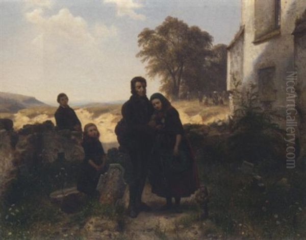 The Farewell Oil Painting by Carl Wilhelm Huebner