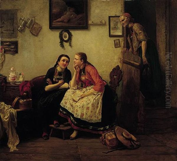 Der Liebesbrief Oil Painting by Carl Wilhelm Huebner