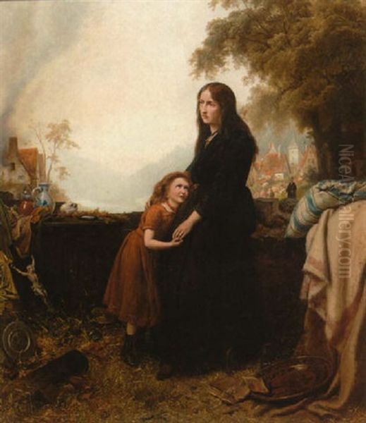 Eine Witwe Auf Der Brandstatte Oil Painting by Carl Wilhelm Huebner