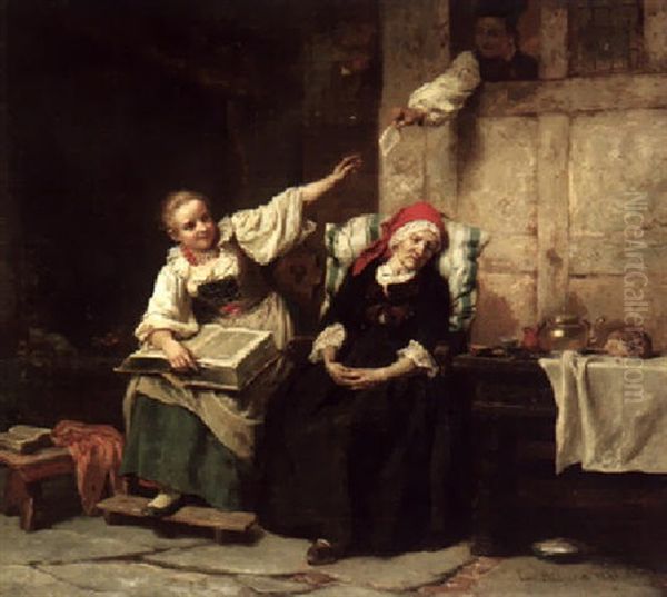 Der Liebesbrief Oil Painting by Carl Wilhelm Huebner