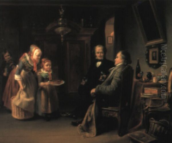 Der Geburtstag Oil Painting by Carl Wilhelm Huebner