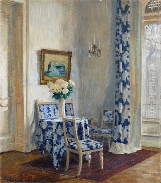 The Blue Salon Oil Painting by Heinrich (Ed. Julius H.) Huebner