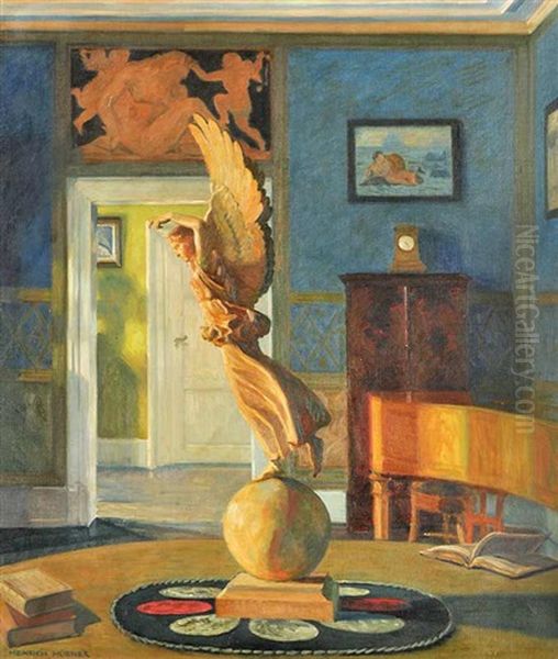 An Interior Of Goethe's House Oil Painting by Heinrich (Ed. Julius H.) Huebner