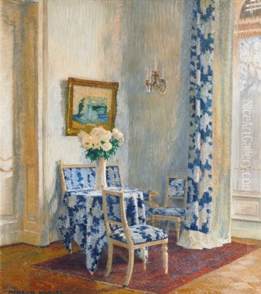 The Blue Room Oil Painting by Heinrich (Ed. Julius H.) Huebner