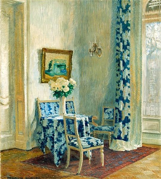 Interieur Oil Painting by Heinrich (Ed. Julius H.) Huebner