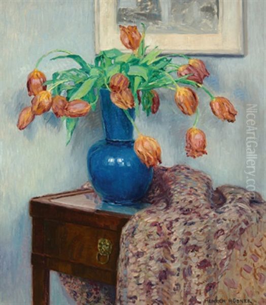 Tulpenstraus Auf Konsolentisch Oil Painting by Heinrich (Ed. Julius H.) Huebner