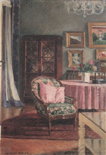 Interieur Oil Painting by Heinrich (Ed. Julius H.) Huebner