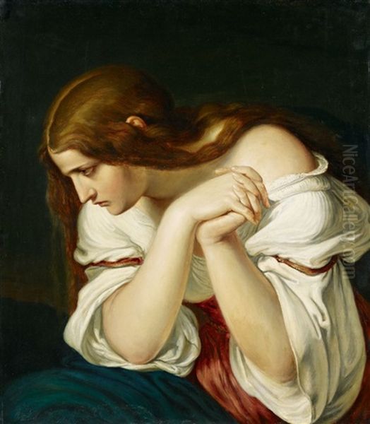 Die Heilige Magdalena Oil Painting by Julius (Rudolf Jul. Benno) Huebner