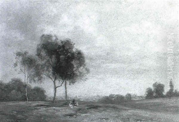 View On Hampstead Heath Oil Painting by Peter Paul Hubner