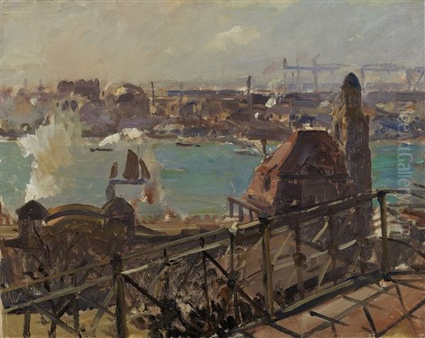 Aus Dem Hamburger Hafen Oil Painting by Ulrich Huebner