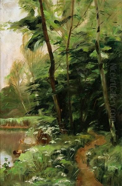 Parklandschaft Bei Potsdam Oil Painting by Ulrich Huebner