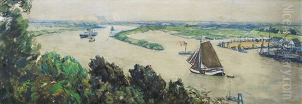 Course Of The Elbe Oil Painting by Ulrich Huebner