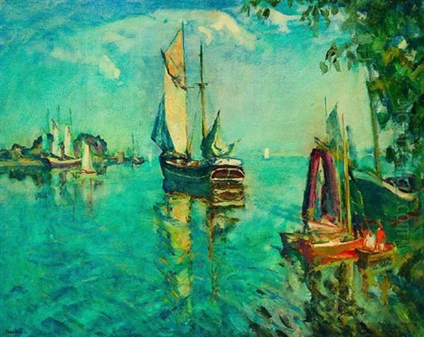 Segelboote Oil Painting by Ulrich Huebner