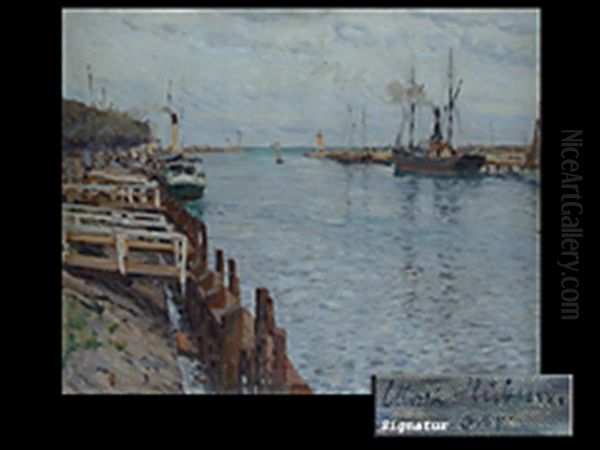 Hafeneinfahrt In Travemunde Oil Painting by Ulrich Huebner