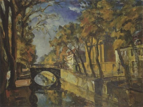 Am Kanal In Potsdam Oil Painting by Ulrich Huebner