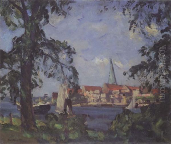 Blick Auf Hafen Und Turm (travemunde) Oil Painting by Ulrich Huebner