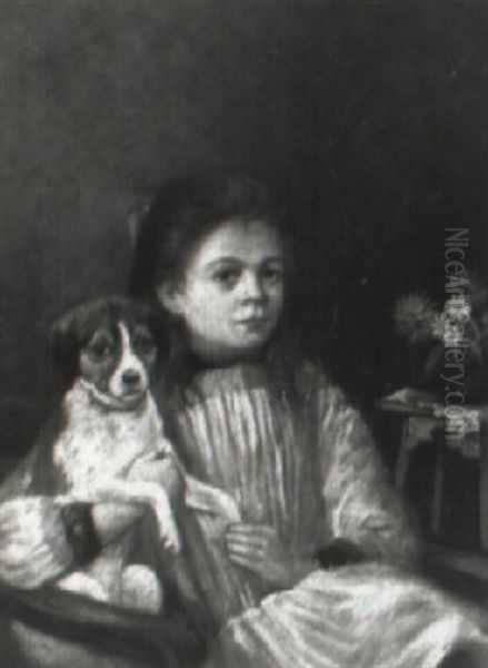 Meisje Met Hond Oil Painting by Bramine Hubrecht