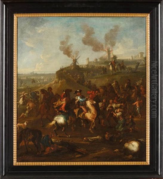 Scene De Bataille Oil Painting by Jacob van Huchtenburg