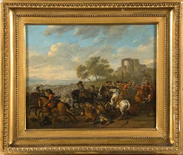 Scene De Bataille Oil Painting by Jacob van Huchtenburg