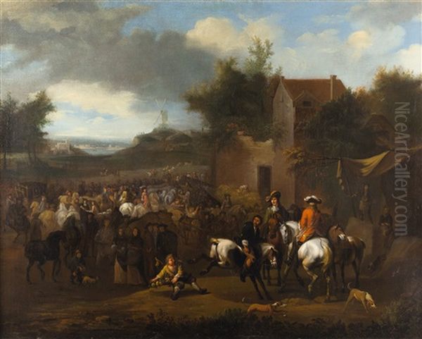 Reiter In Einer Landschaft Oil Painting by Jan van Huchtenburg