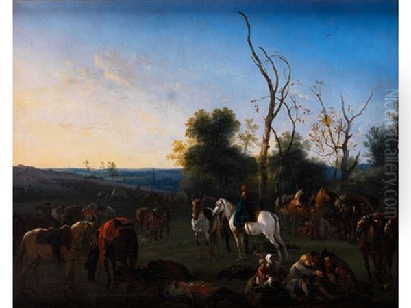 Landschaft Mit Rastenden Soldaten Oil Painting by Jan van Huchtenburg