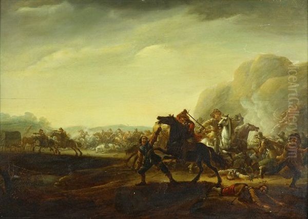 Battle Scene Oil Painting by Jan van Huchtenburg